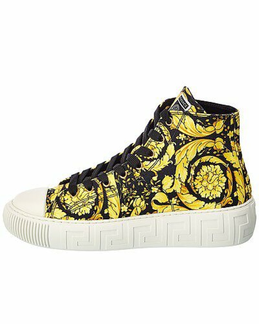 Fashion Sneakers * | Versace 100% Guarantee Greca Barocco Print Canvas High-Top Sneaker Men