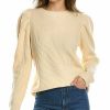 Sweaters * | Lea & Viola Unique Puff Sleeve Wool & Cashmere-Blend Sweater Women