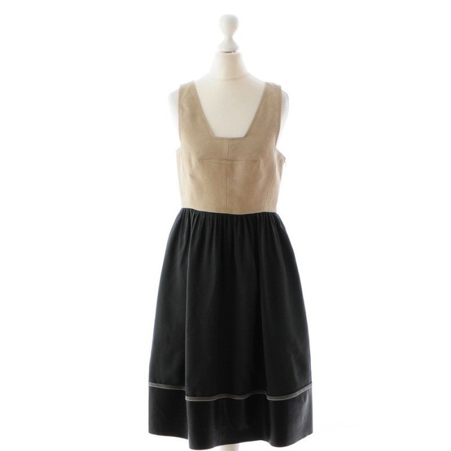 Clothes * | Derek Lam Beige Black Dress(Size Xs) Best Price Colourful / Patterned