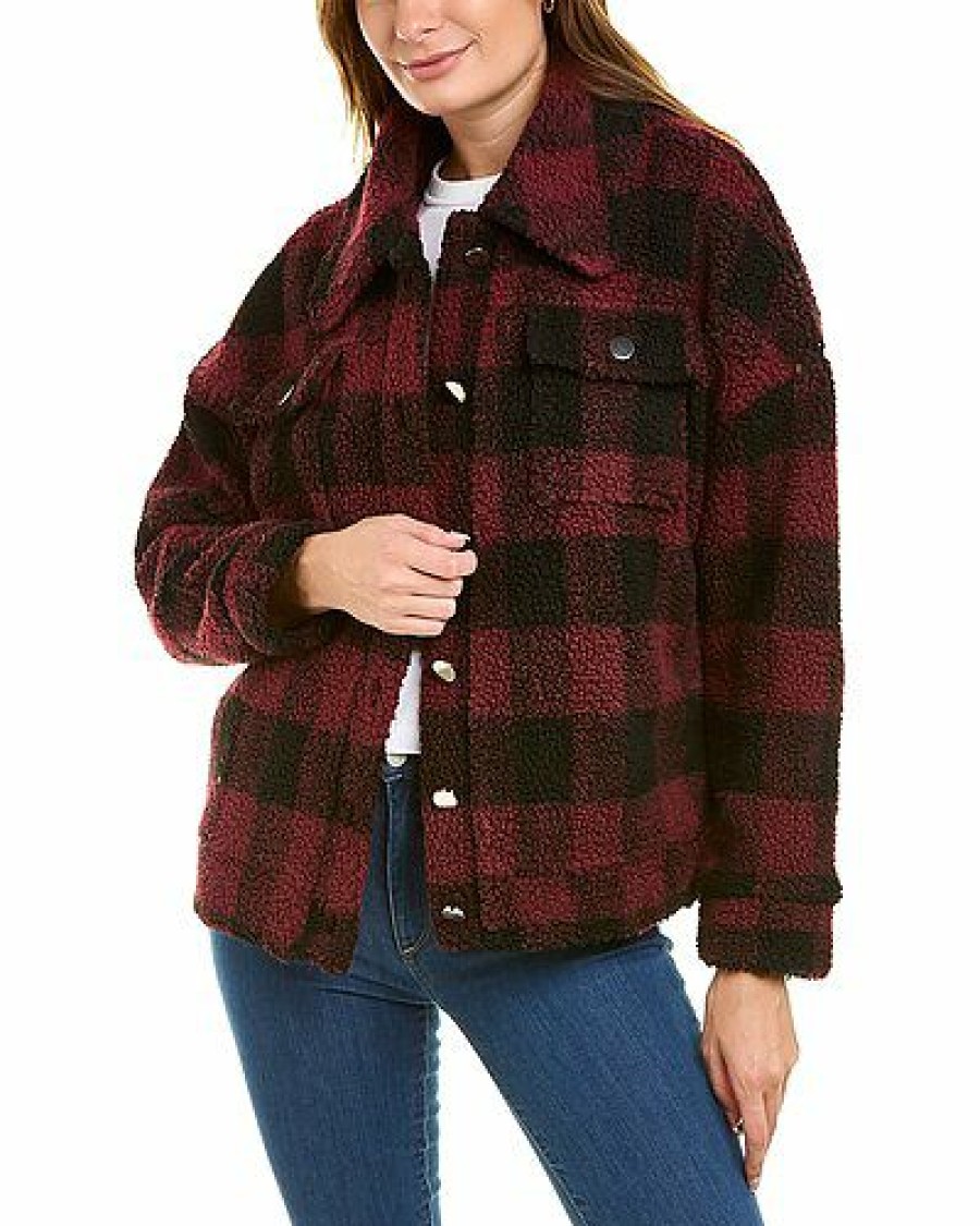 Outerwear * | Lea & Viola Discount Online Check Teddy Jacket Women