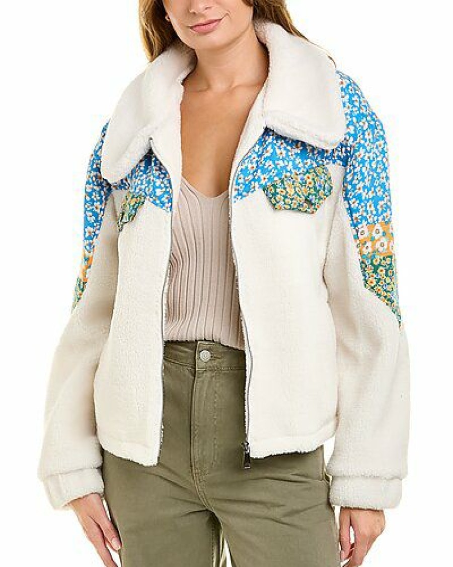 Outerwear * | Lea & Viola Fashion Floral Teddy Jacket Women