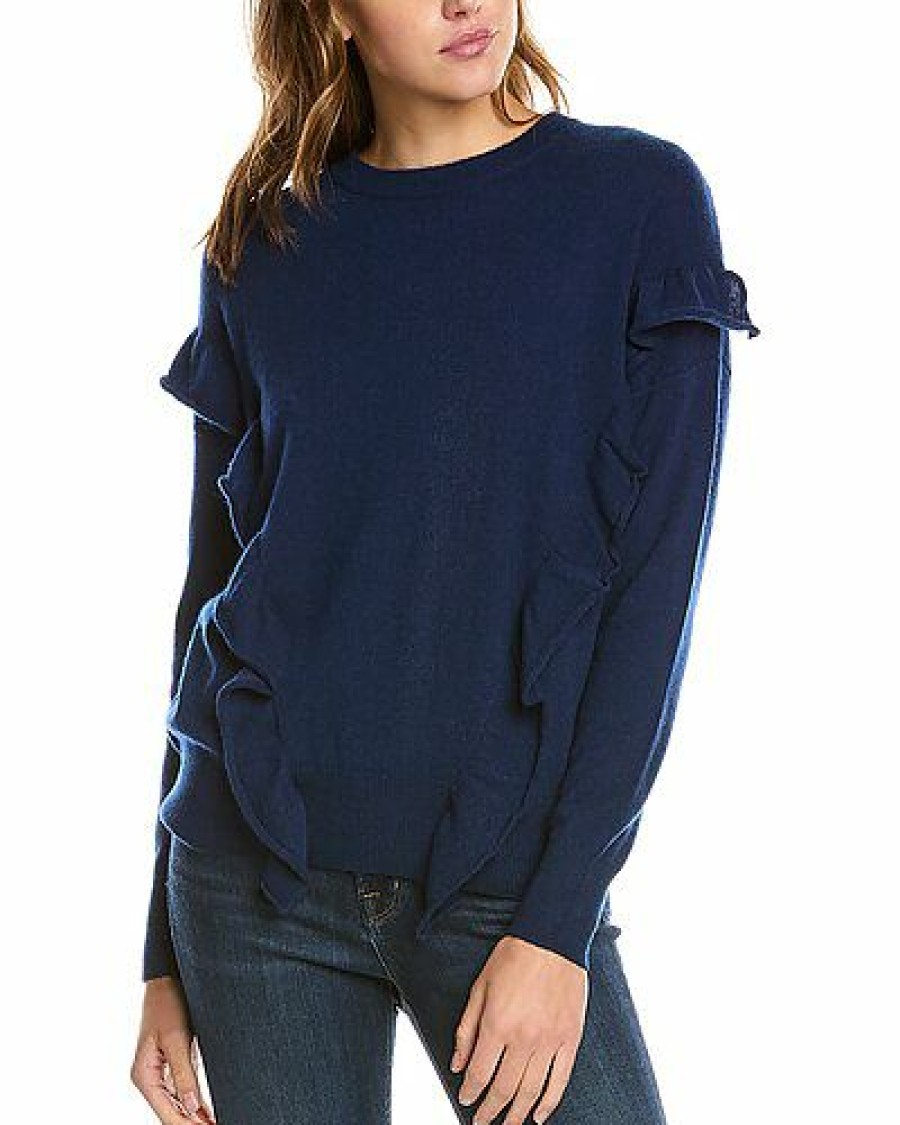 Sweaters * | Forte Cashmere Online Store Ruffle Trim Cashmere Sweater Women