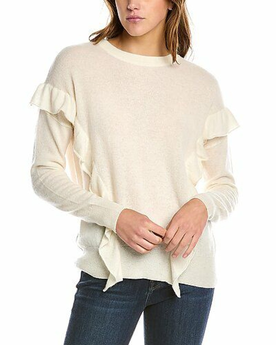 Sweaters * | Forte Cashmere Online Ruffle Trim Cashmere Sweater Women