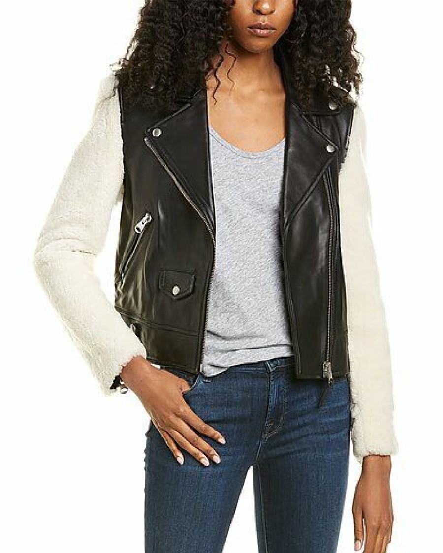 Outerwear * | Mackage Discount Online Baya Leather Moto Jacket Women