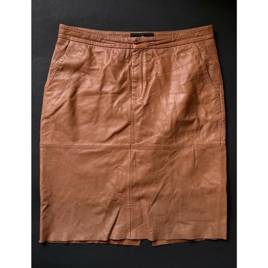 Clothes * | Designers Remix Skirt Leather In (Size L) Clearance Sale Brown