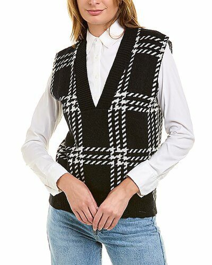 Sweaters * | Avantlook Premium Plaid Sweater Vest Women