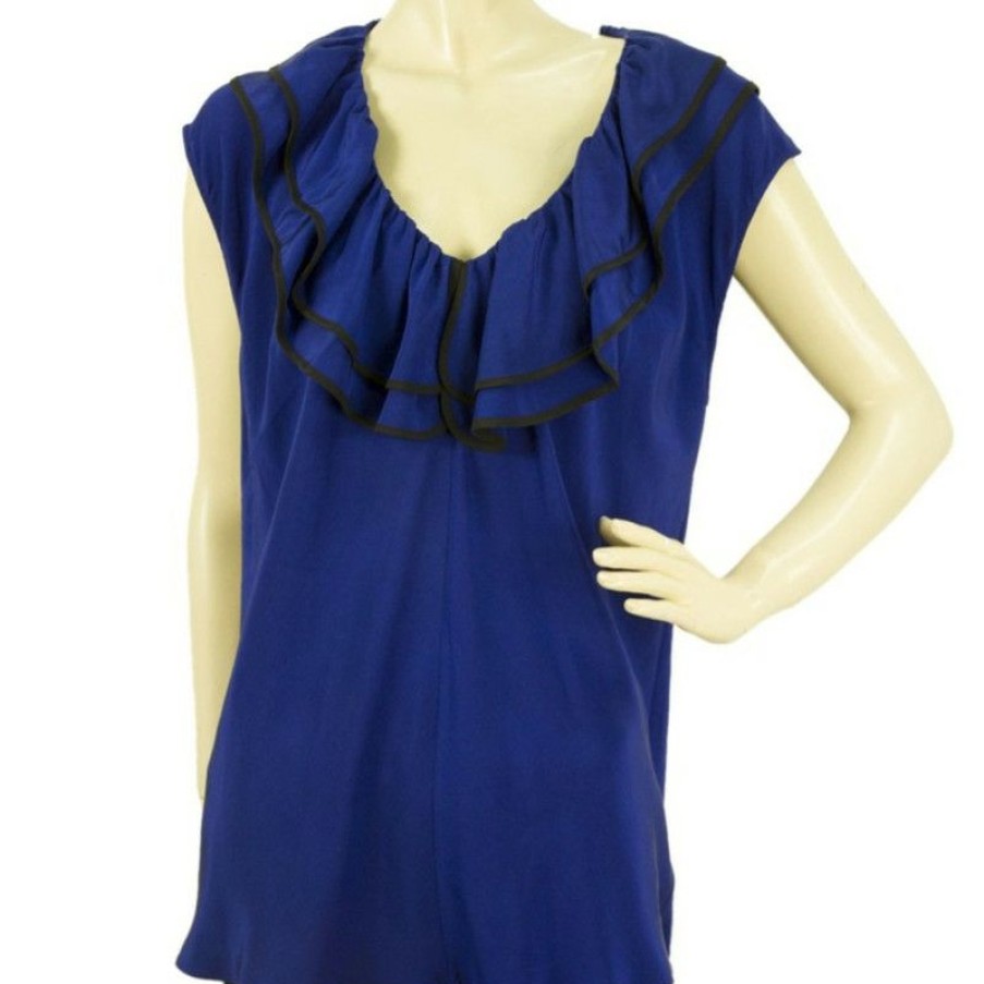 Clothes * | Derek Lam Silk Top(Size M) Latest Blue