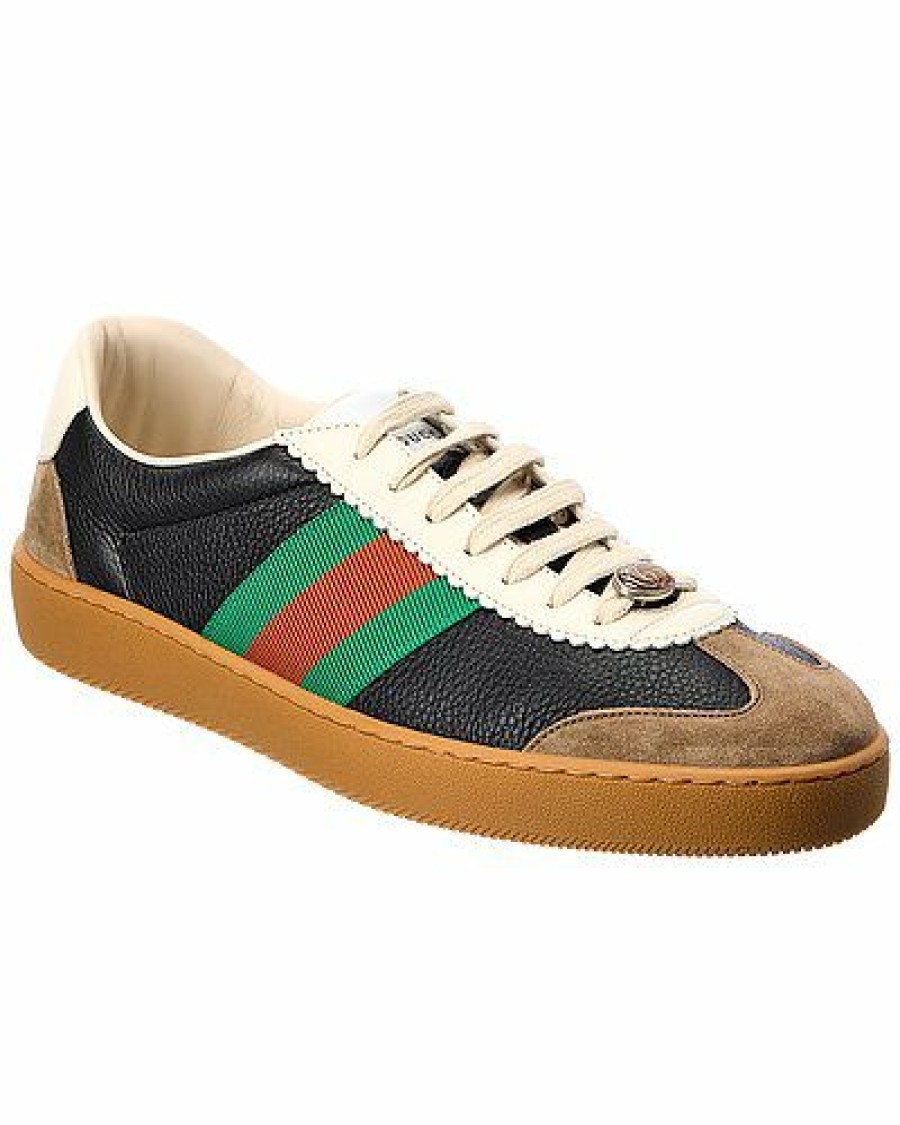 Fashion Sneakers * | Gucci Special Web Leather & Suede Sneaker Men