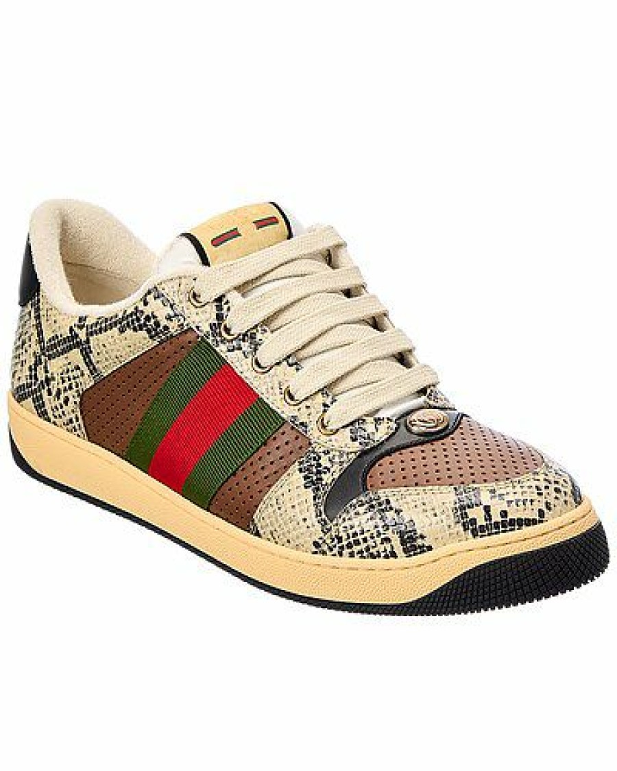 Fashion Sneakers * | Gucci Attractive Screener Python-Embossed Leather Sneaker Men