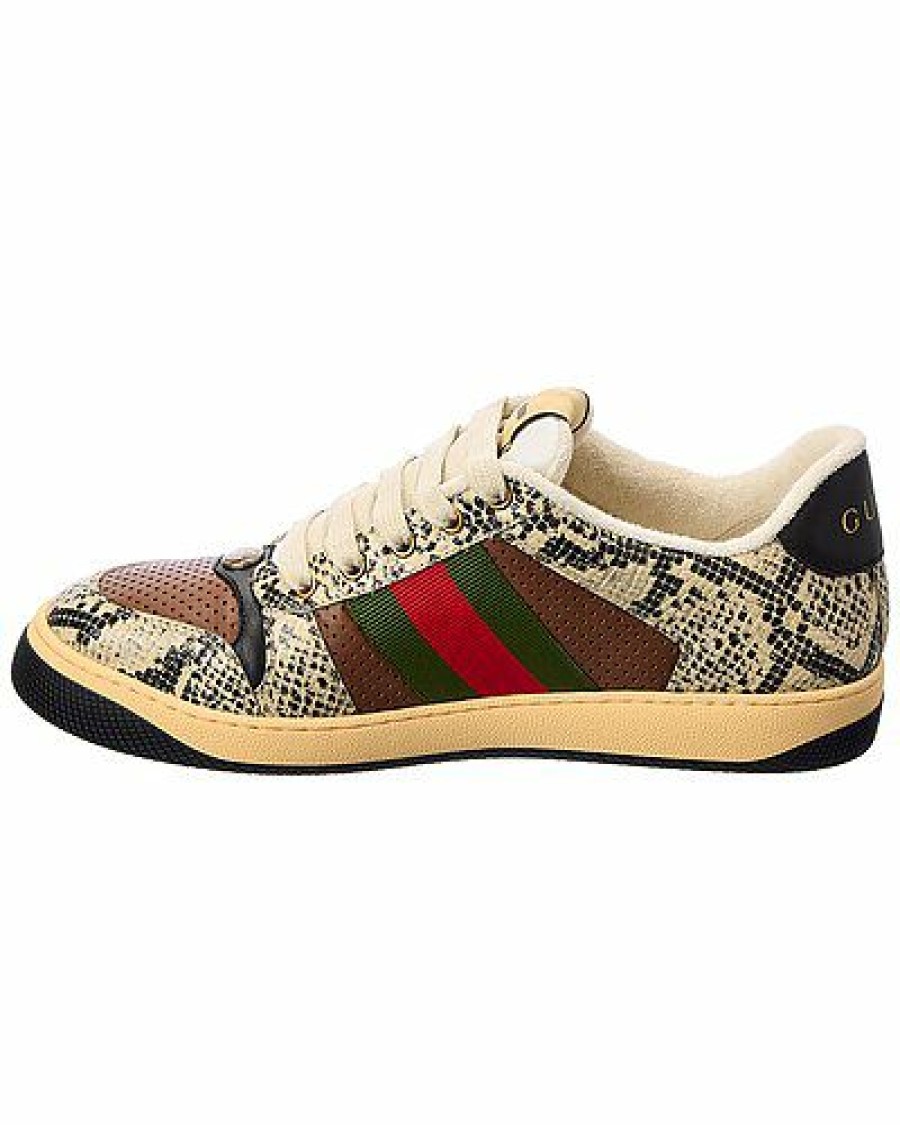 Fashion Sneakers * | Gucci Attractive Screener Python-Embossed Leather Sneaker Men